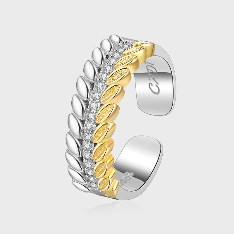 KADIPPAR/卡地派 925银合成锆石戒指  高级感撞色麦穗戒指KDP1878