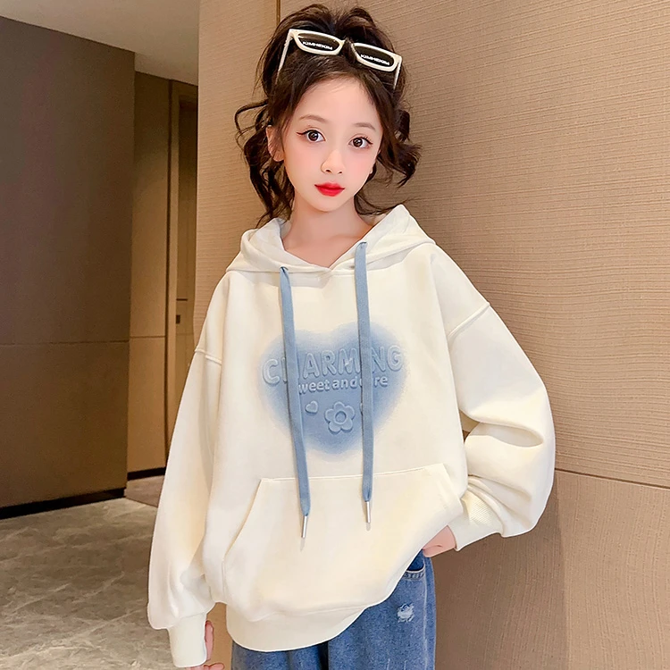 女童连帽卫衣秋冬季2024新款中大童洋气时尚长袖上衣女孩秋季韩版