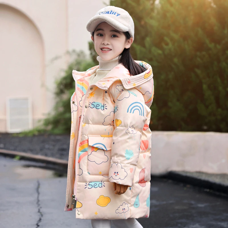 巴拉巴拉儿童羽绒服女童2025新款韩版女孩中小童中长款加厚冬装