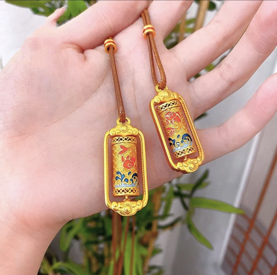 铜合金珐琅吊坠 （鱼跃龙门珐琅彩旋转吊坠）时尚大方 百搭潮流轻奢