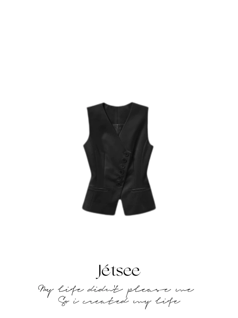 乙见新巴黎解构不规则门襟马甲W10759