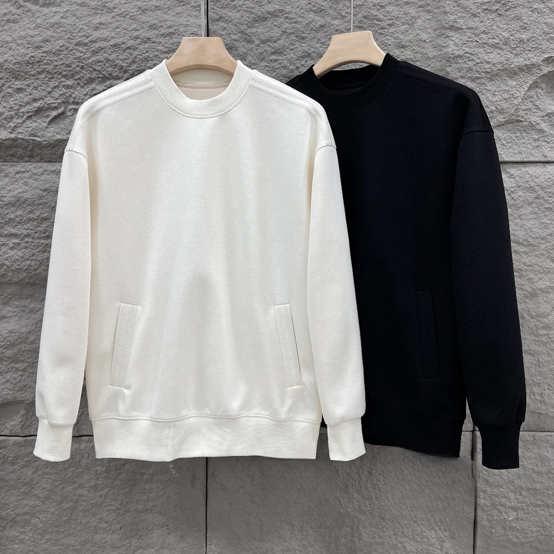 铭悦金松秋季男上衣休闲百搭简约纯色圆领卫衣宽松潮流内搭