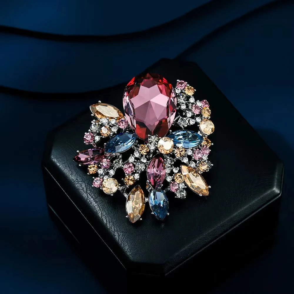 铜合金合成锆石胸针 6557 五彩缤纷 施家炫彩奢华大衣胸花配饰品
