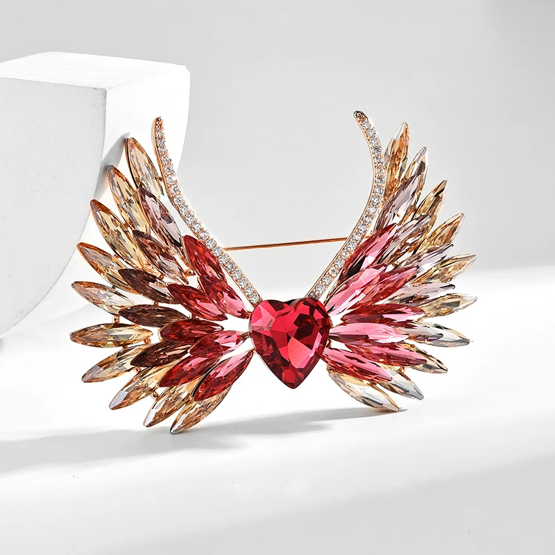 铜合金合成锆石胸针 9052 天使之翼 高档彩色胸花别针 大衣配饰品
