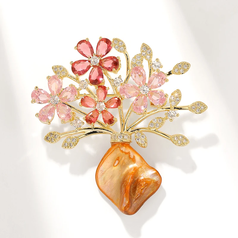 铜合金合成锆石胸针 6348 多彩缤纷 2023新款胸花别针 大衣配饰品