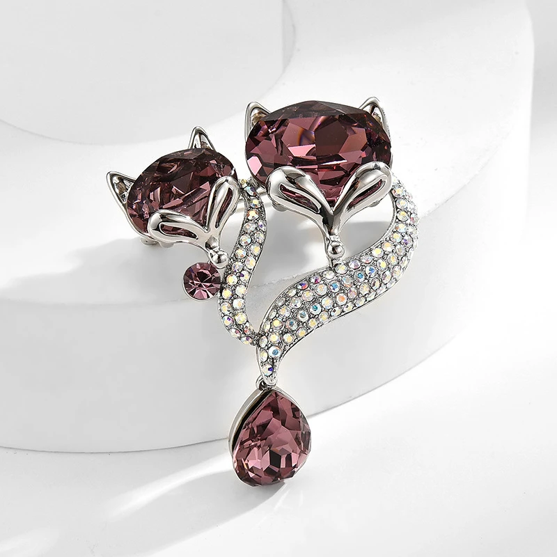 铜合金合成锆石胸针 6540 魅惑狐狸 小众设计感轻奢胸花别针配饰