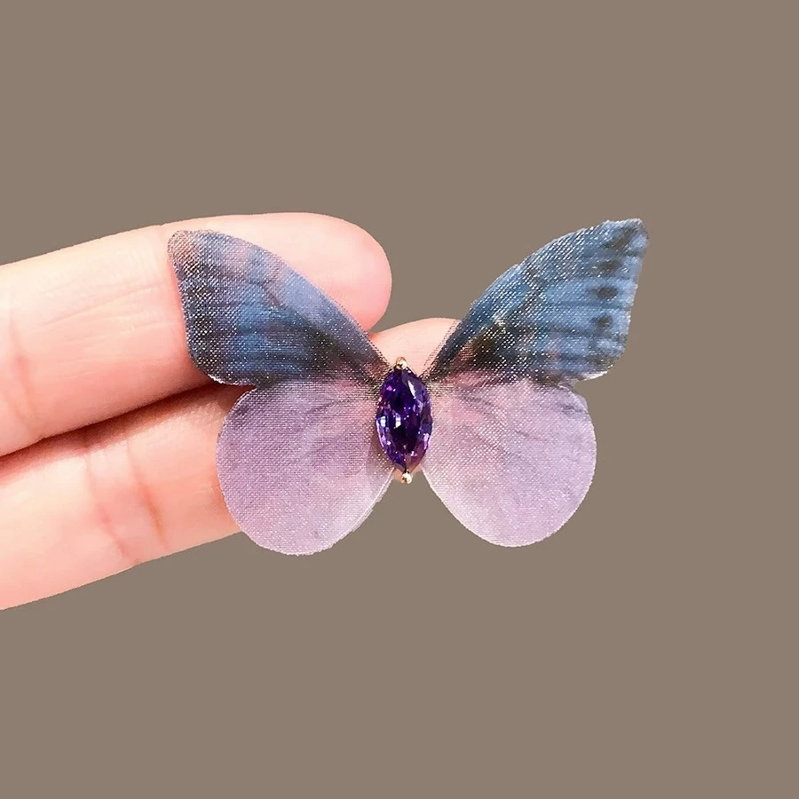 铜合金布艺胸针 5267 纱纱蝴蝶 优雅简约胸花别针领针 小裙子配饰