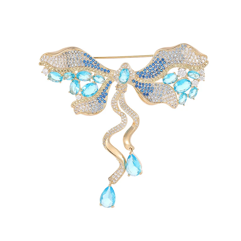 铜合金合成锆石胸针 9109 蓝意蜻蜓 2024冬季新款时尚大衣胸花