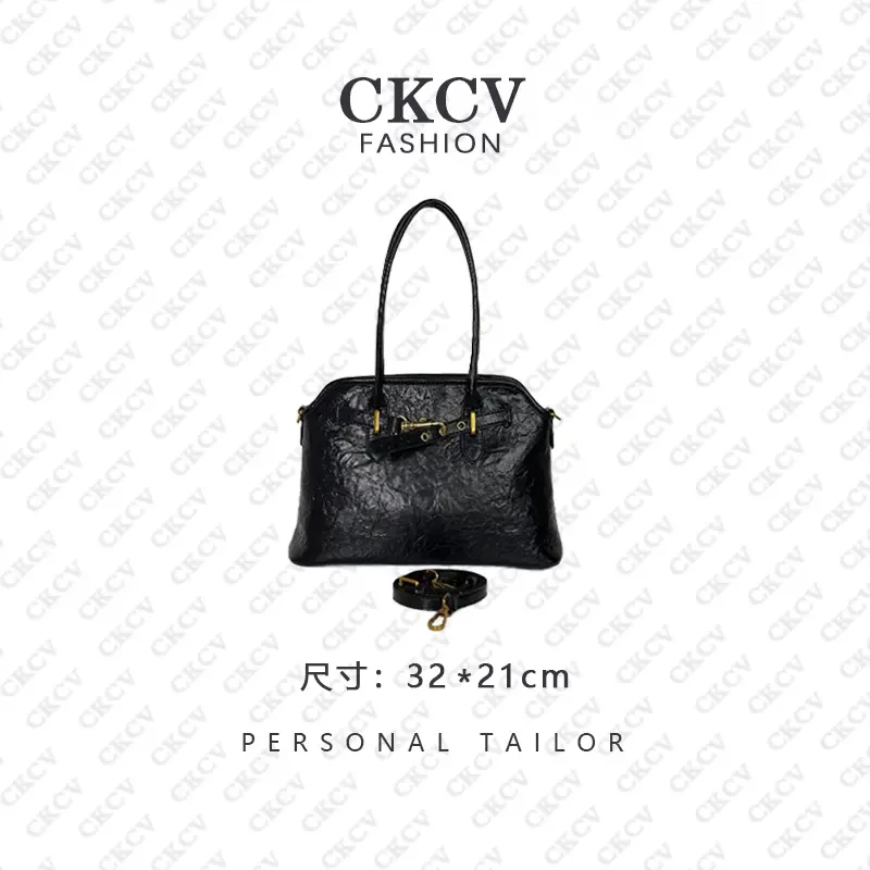 【贝壳腋下单肩托特包】手工真皮包 黑色 A33