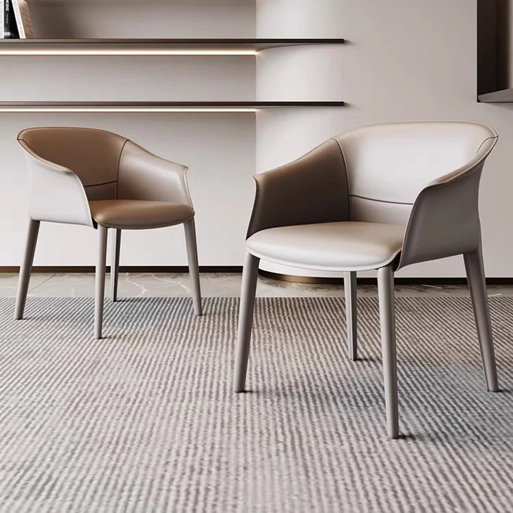 北欧轻奢马鞍皮餐椅家用意式极简设计师椅酒吧西餐厅休闲软包餐椅