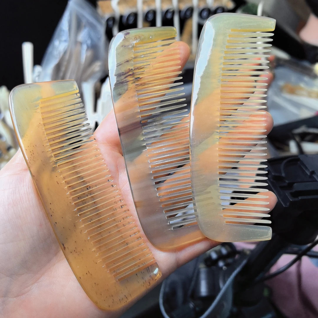 天然牛角梳子 便携小号口袋梳细齿包包梳