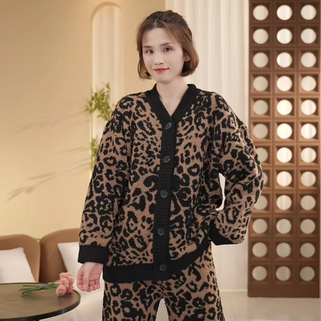 【豹纹】睡衣半边绒套装保暖软绵绵可外穿