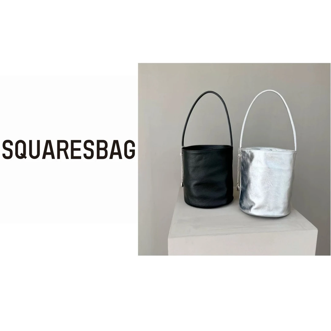 2024新款韩国小众包包头层羊皮mini手提包秀林水桶包单肩托特包女