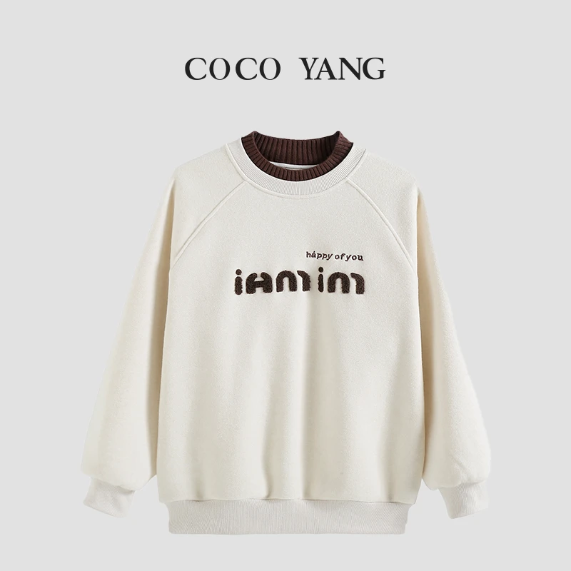 秋冬大女童加绒卫衣2024冬季女童韩版百搭套头长袖-YHW237