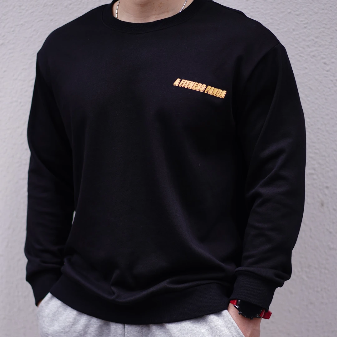 AFITNESSPANDA秋季圆领黑色潮牌休闲长袖字母印花卫衣百搭时尚