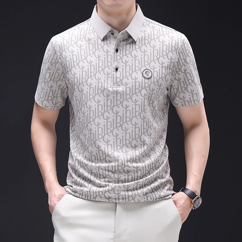 新中式夏季男士爆款短袖POLO印花休闲商务宽松百搭T恤青年上衣衫