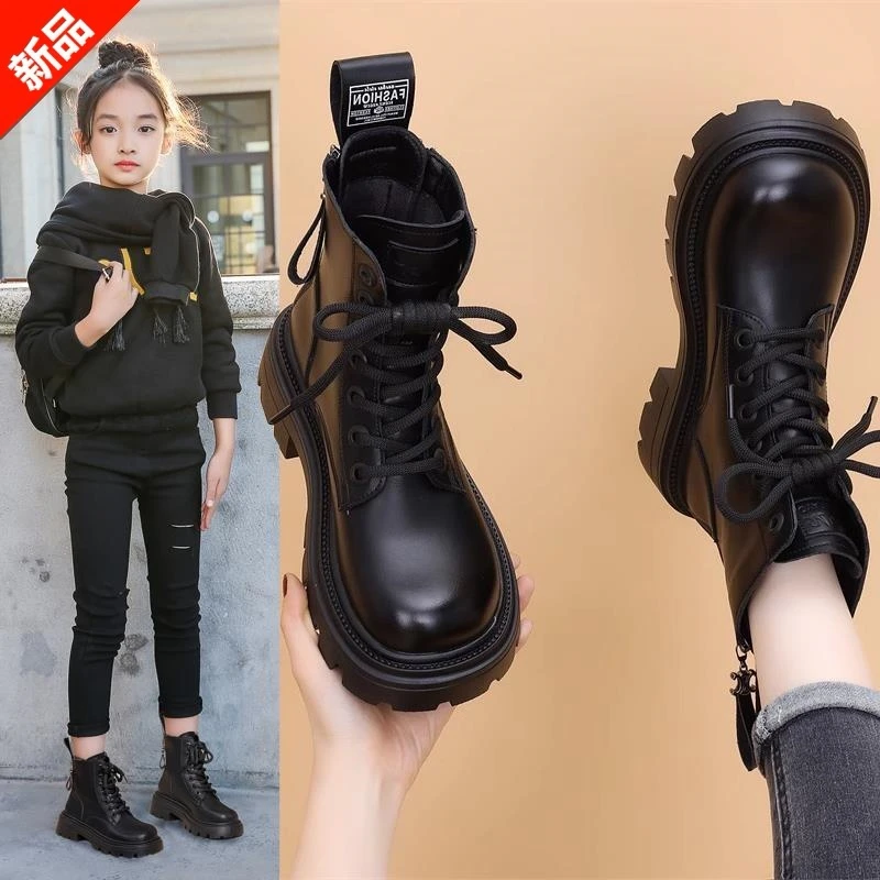 女童马丁靴2025秋冬新款加绒防水公主大棉靴子儿童短靴6-12岁潮款