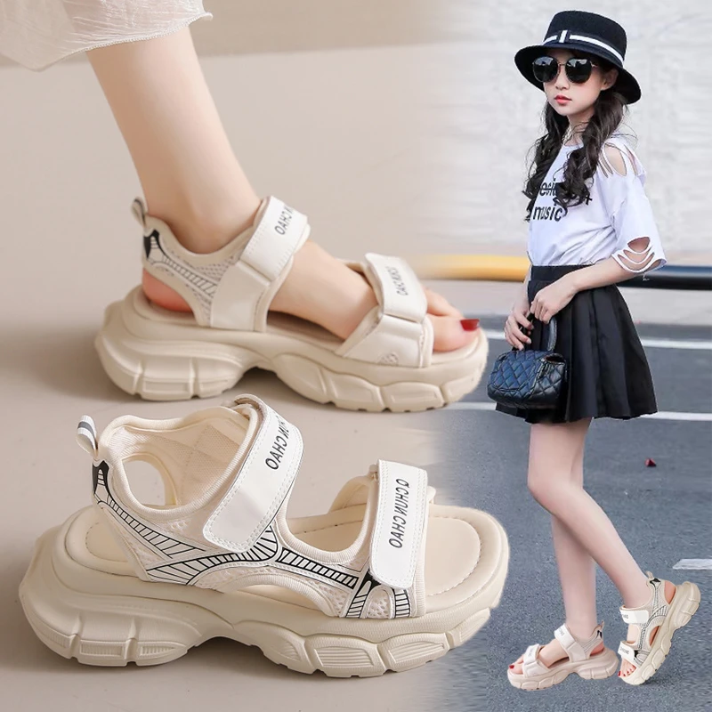 女童凉鞋夏款2024新款中大童软底6-12岁小女孩厚底运动凉鞋儿童鞋