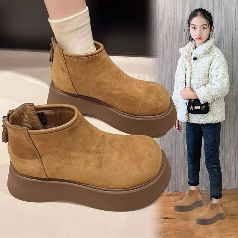 秋冬雪地靴2025洋气女童新款马丁大黄冬加绒鞋子东北棉靴靴子儿童