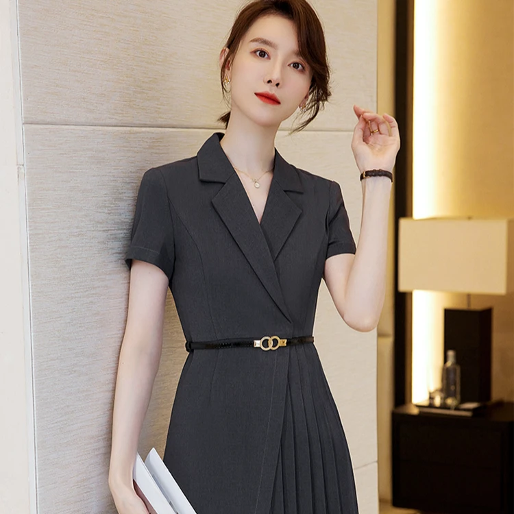 西装连衣裙女夏季薄2024年新款正式场合高级感美容院珠宝店工作服