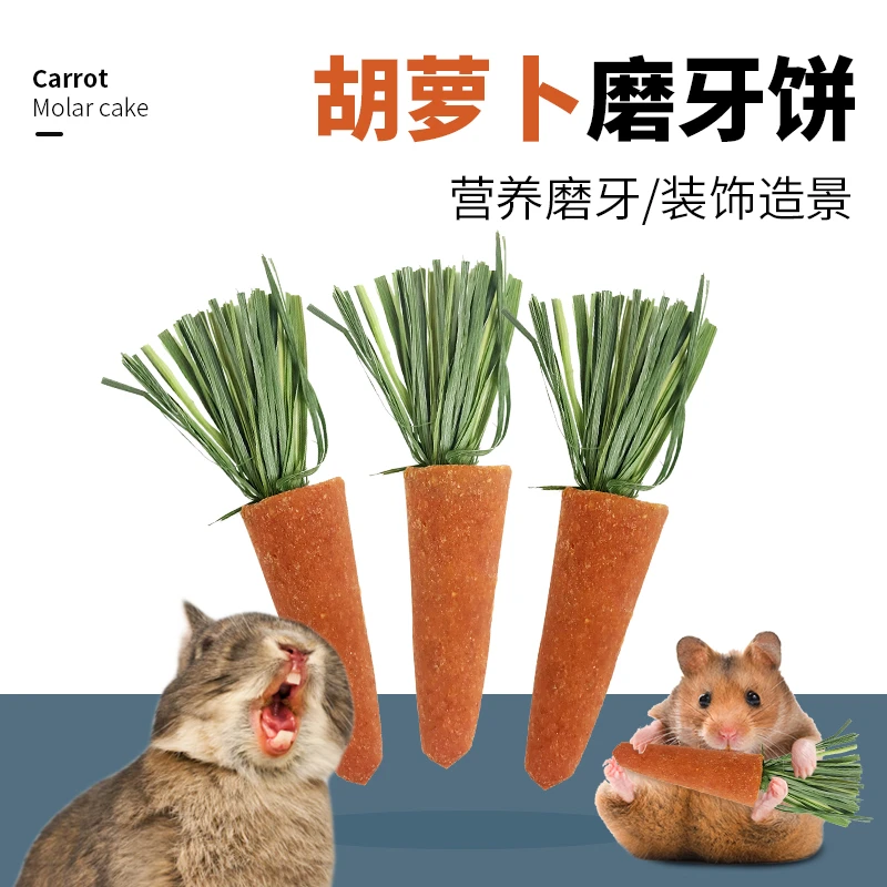 兔子磨牙胡萝卜草饼兔磨牙棒龙猫豚鼠仓鼠磨牙3支装