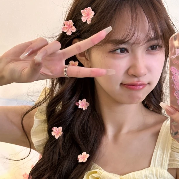 【11件套】温柔粉色樱花发夹甜美少女奶油可爱前额侧边碎发bb夹发饰