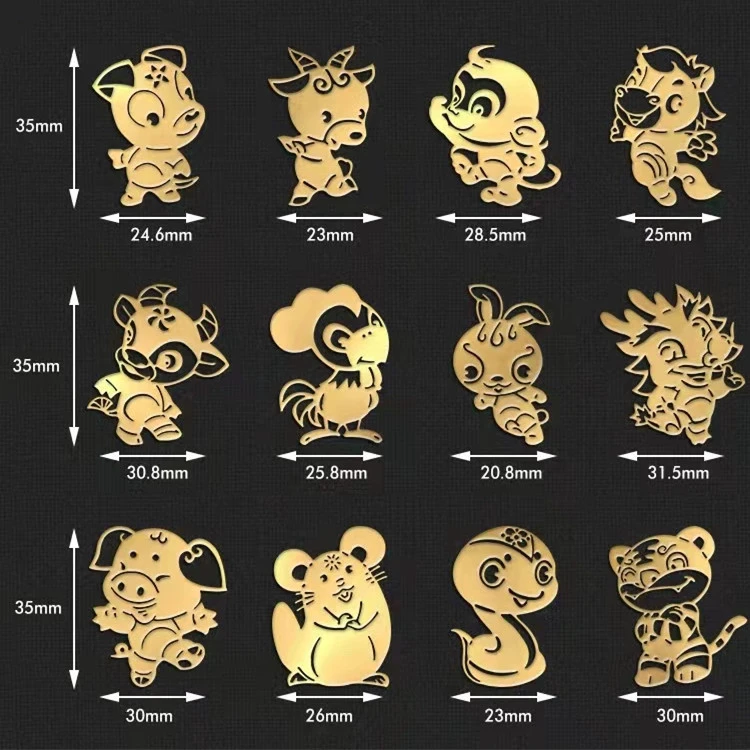 十二生肖三合六合创意金属贴手机汽车电脑笔记本个性金属贴纸