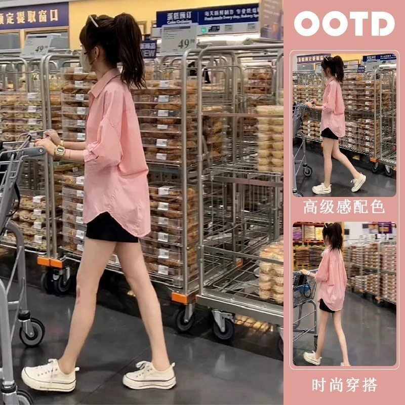 纯棉衬衫女2024夏新款时尚百搭短袖显瘦宽松森系外搭防晒衬衣女