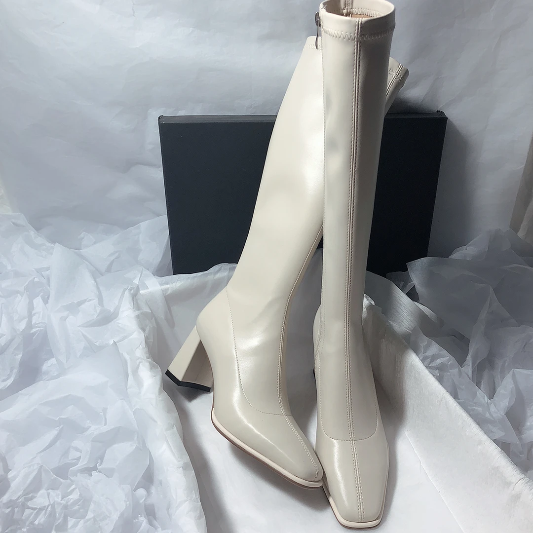 SENYU 法式气质 2025新款韩版高跟百搭弹力高筒瘦瘦不过膝长靴