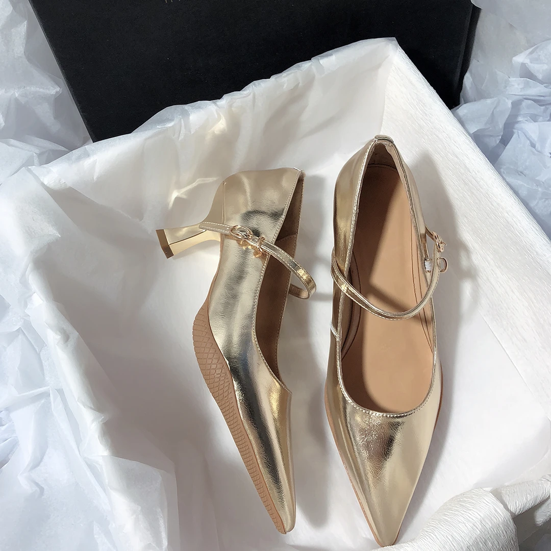 森屿海巷6CM/高跟气质法式复古玛丽珍鞋尖头文艺小众浅口单鞋