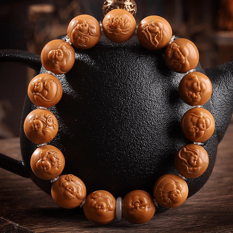 核桃核桃精雕心经弥勒手串
