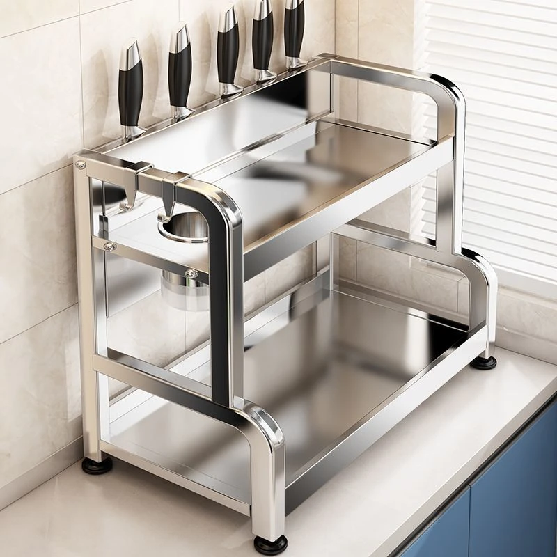 家用不锈钢厨房用调料架多功能台面筷子刀架盐调味瓶罐收纳盒架子