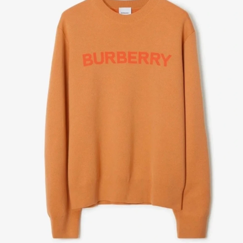全新未使用 BURBERRY/博柏利 橙色棉毛混纺套头针织衫 Mkn20166