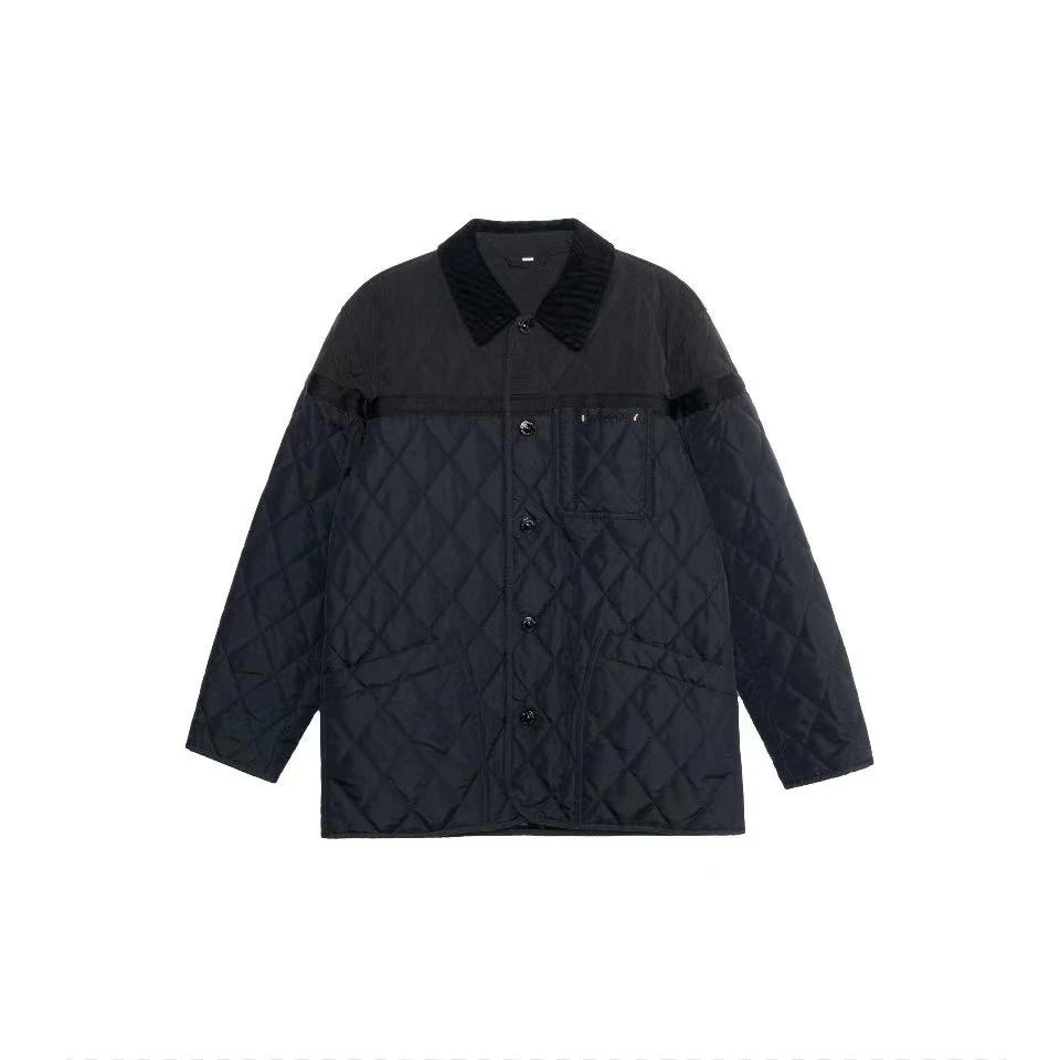 全新未使用 BURBERRY/博柏利 黑色拼皮棉服  MCO20109