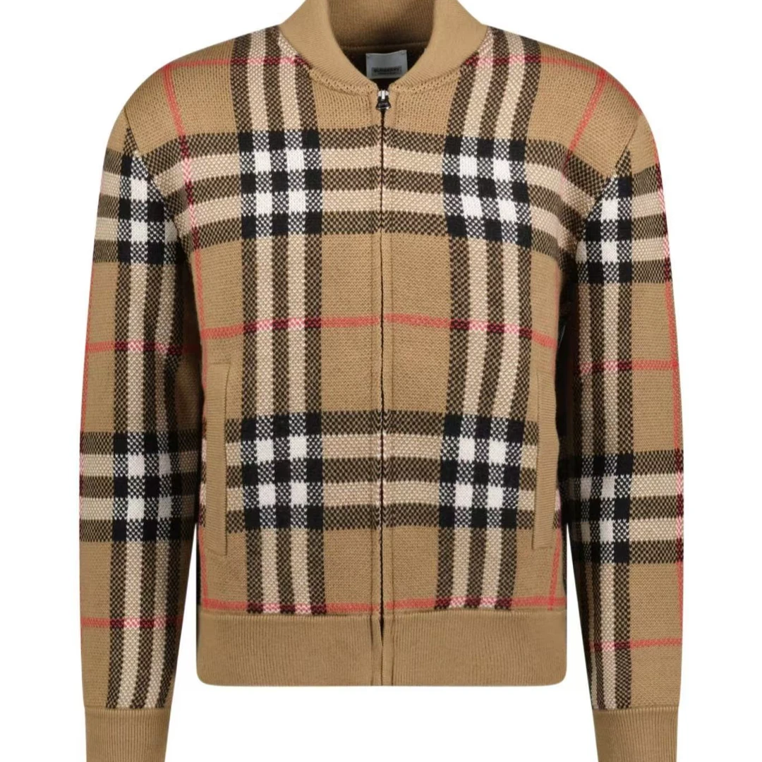 全新未使用 BURBERRY/博柏利 男士满格纹拉链针织外套 MCO20210