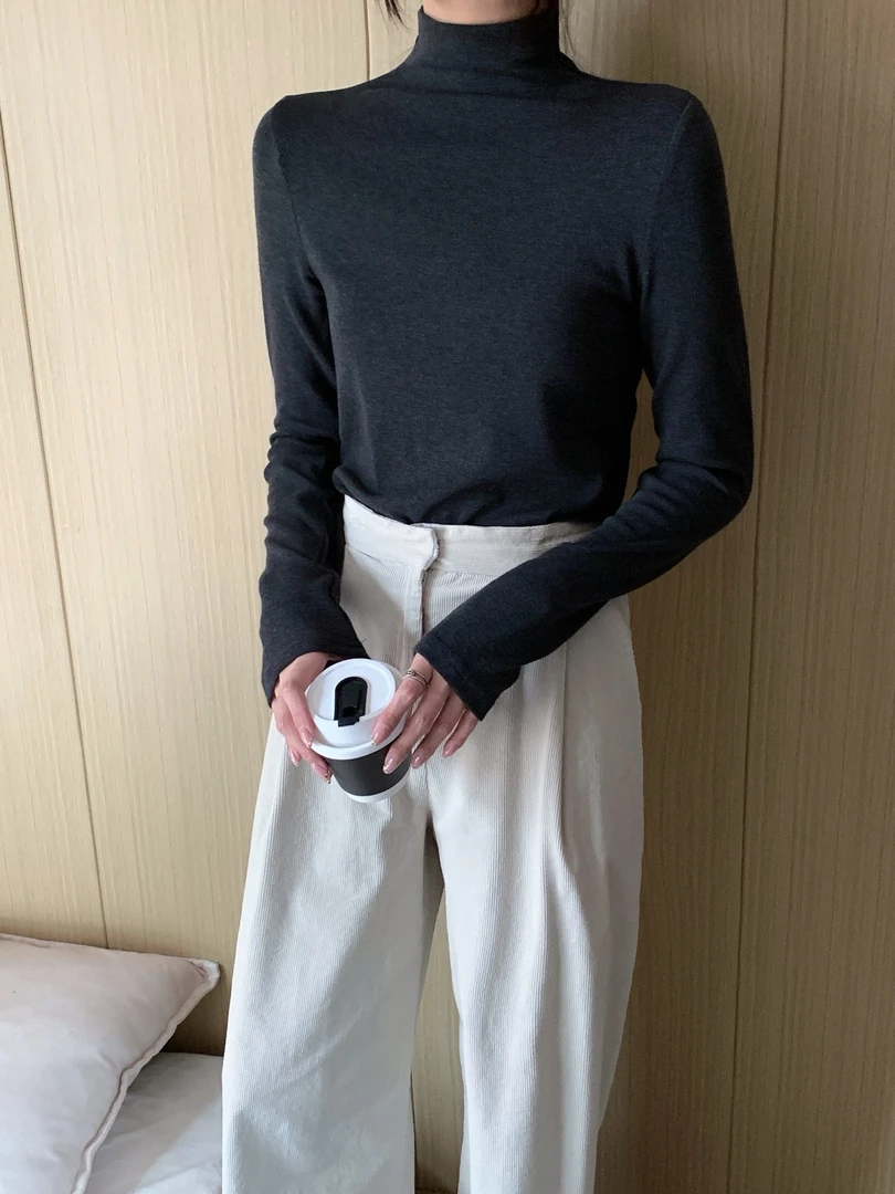 【Halo】半高领打底莱赛尔韩系打底T恤