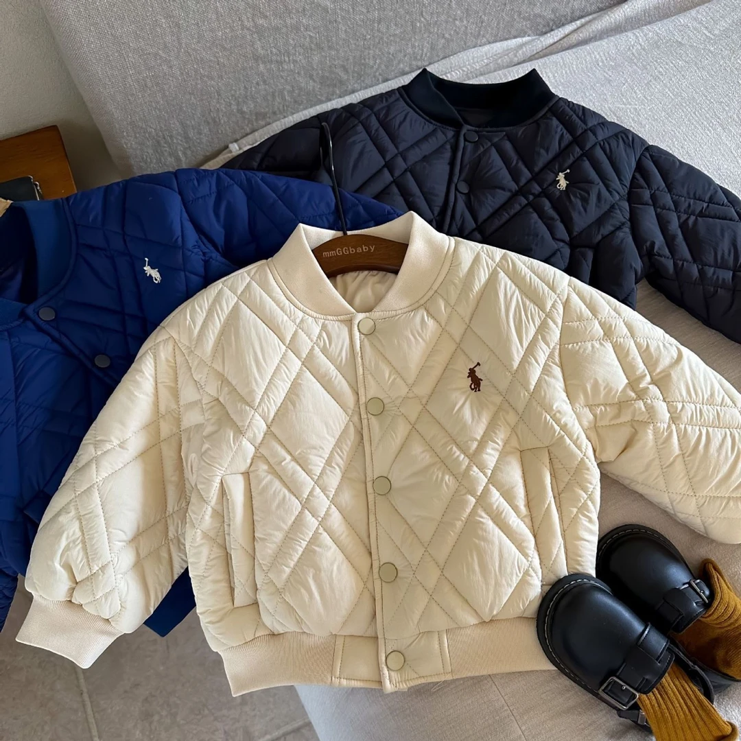 男童厚外套洋气童装2023冬宝宝男女童加厚棉服夹棉外套棒球服秋冬