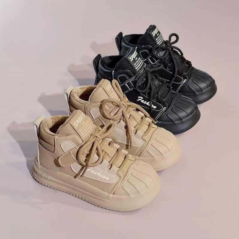 【小芭专属】2869冬季男女宝加绒儿童高帮休闲板鞋百搭