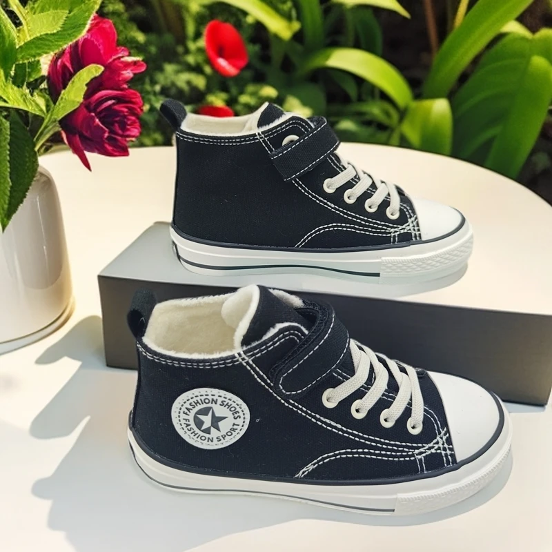 【小芭专属】879冬季休闲时尚百搭高帮帆布儿童棉鞋男女童保暖童鞋