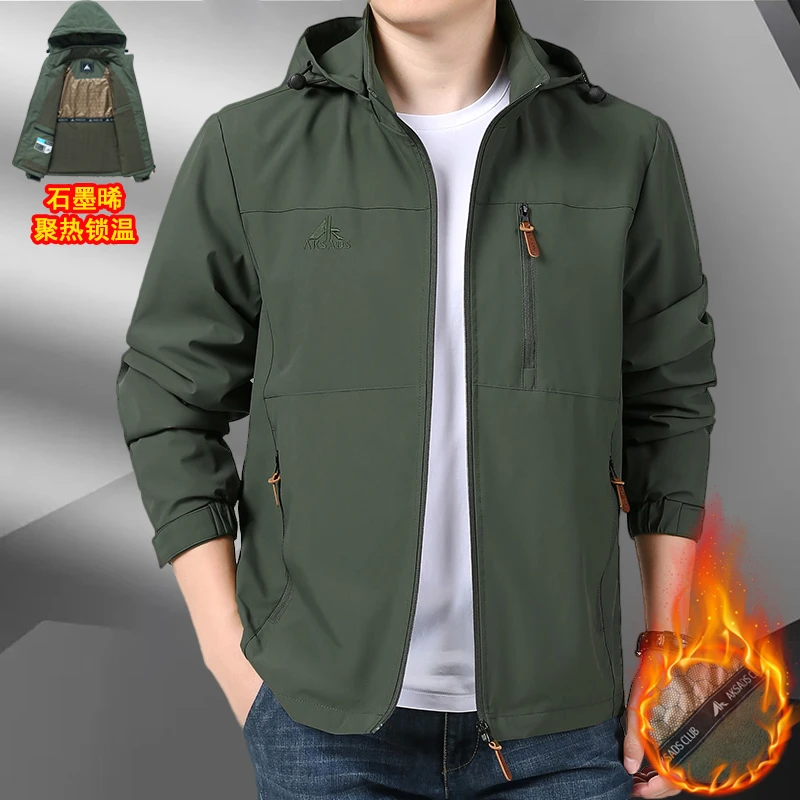 AK男装【石墨晞锁温】男士加绒冲锋衣秋冬保暖户外休闲夹克外套男