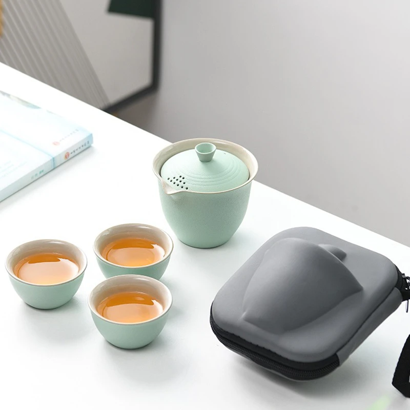 旅行茶具套装陶瓷快客杯便携式茶具户外泡茶杯一壶三杯旅行茶壶