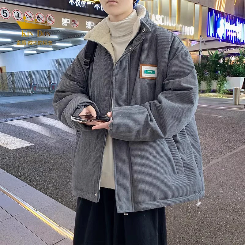金盾羊羔绒棉衣男士冬季加绒加厚立领外套防寒服宽松休闲青少年潮