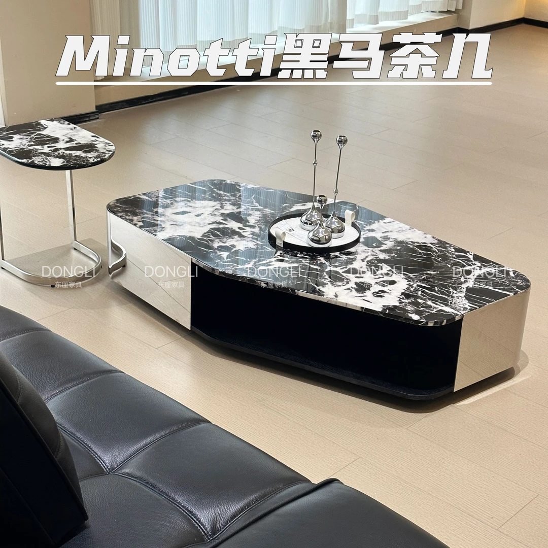 意式轻奢天然大理石客厅家用大小户型新款高级感高端长方形茶几