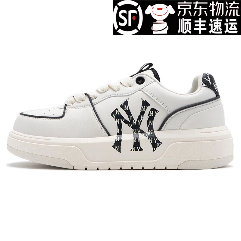 MLB经典复古女鞋NY低帮老花情侣休闲鞋板鞋运动鞋3ASXCLR3N-50WHS