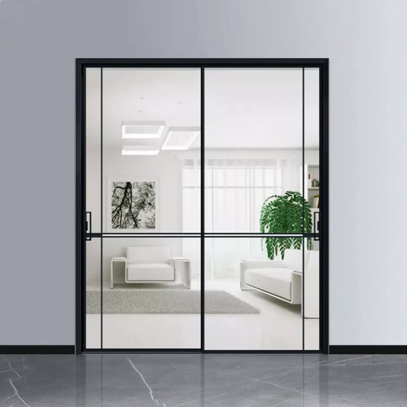 专拍16mm极窄钛镁铝合金门长虹玻璃卫生间门厕所厨房推拉门折叠门