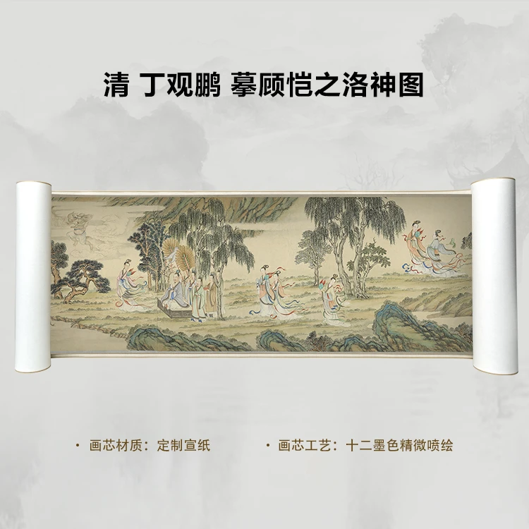 清 丁观鹏 摹顾恺之洛神图手卷国画微喷客厅背景高清复刻精装裱