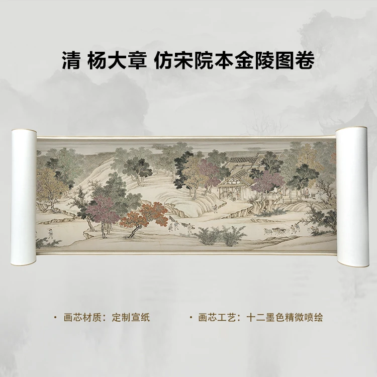 清 杨大章 仿宋院本金陵图国画微喷客厅背景高清复刻精装裱卷轴