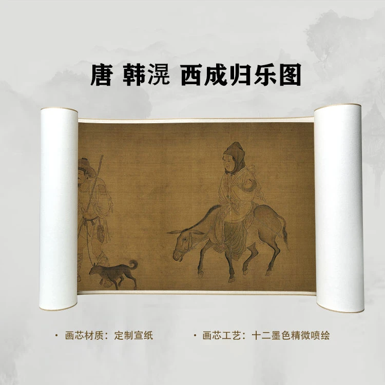 唐 韩滉 西成归乐图卷手卷国画微喷客厅背景高清复刻精装裱卷轴