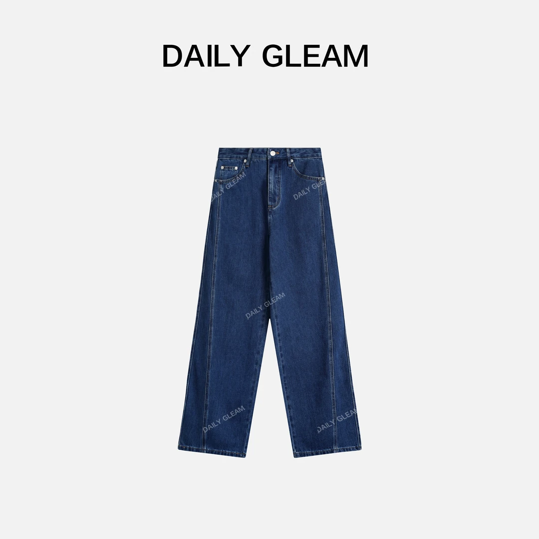 DAILY GLEAM/戴莉格琳【暗玄】2024复古高腰宽松直筒牛仔裤TKC014