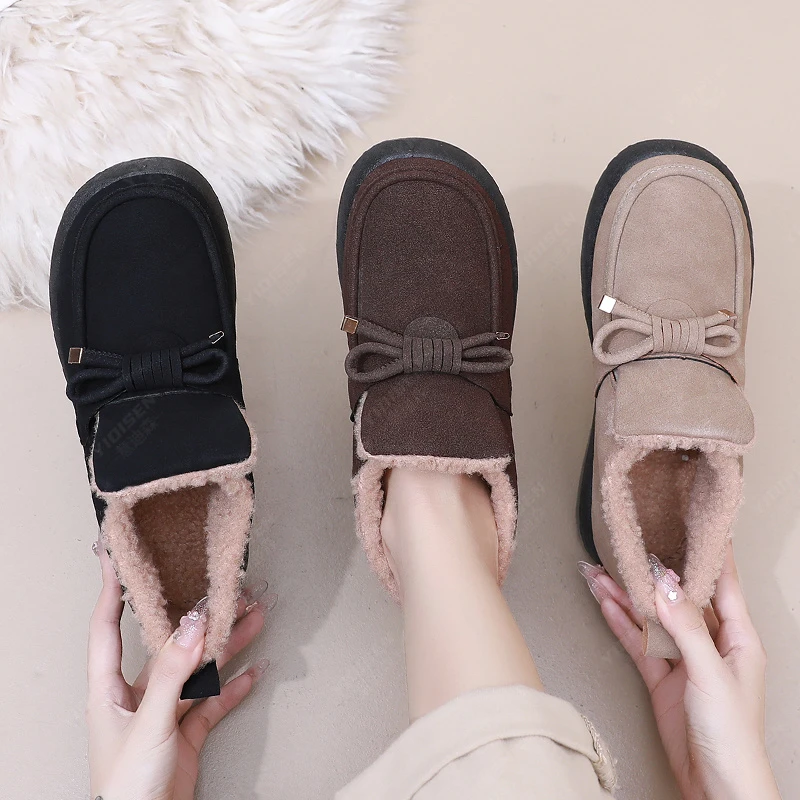 意迪森冬季豆豆鞋高帮女棉鞋老北京布鞋加绒保暖平底防滑妈妈鞋